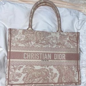 PINK CHRISTIAN DIOR BOOK TOTE MEDIUM